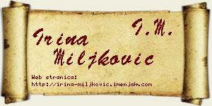 Irina Miljković vizit kartica